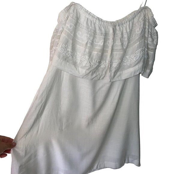 L*Space Women Abby Mini Dress Size Large White Off The Shoulder Ruffle Neck New - Picture 4 of 13